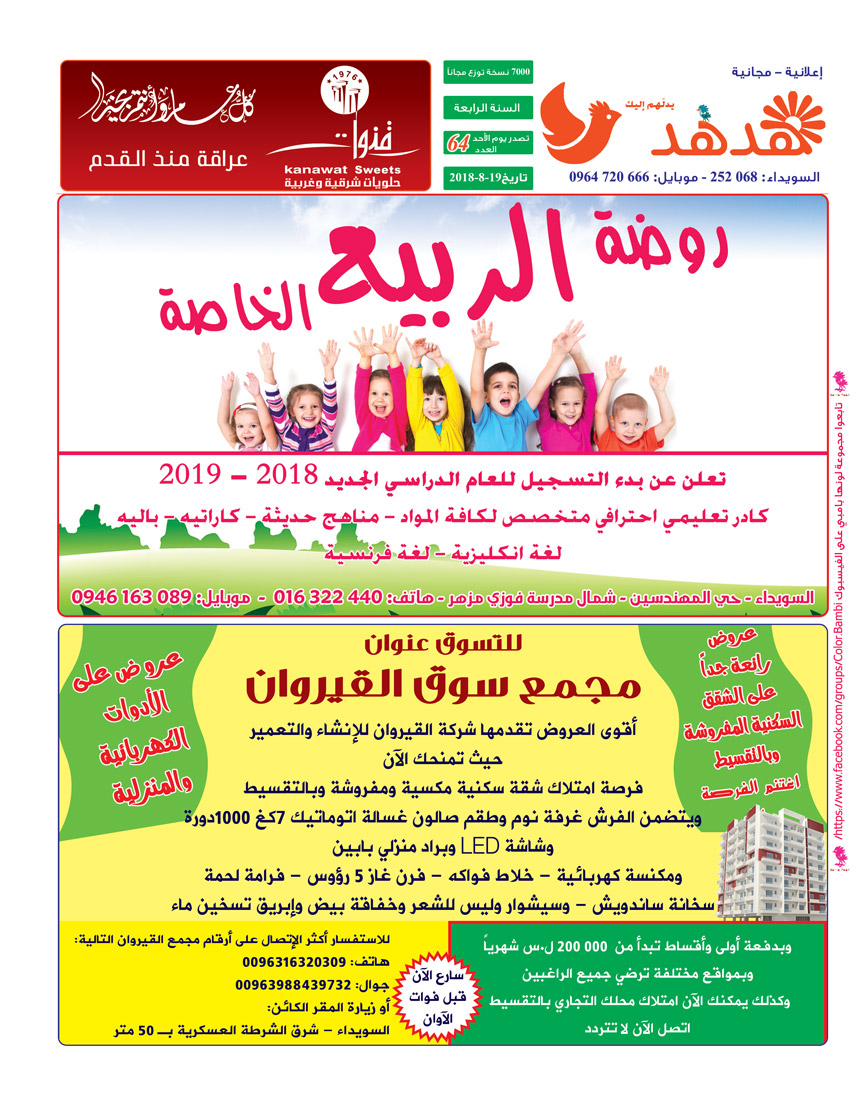 العدد: 64 - جريدة هدهد الإعلانية